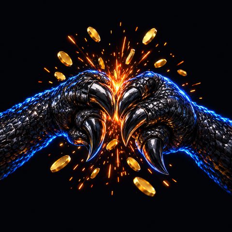 Two claws meeting in a fist bump
