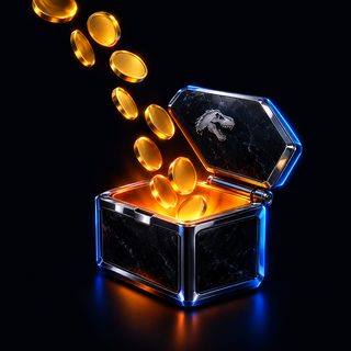 Coins falling into a wallet box